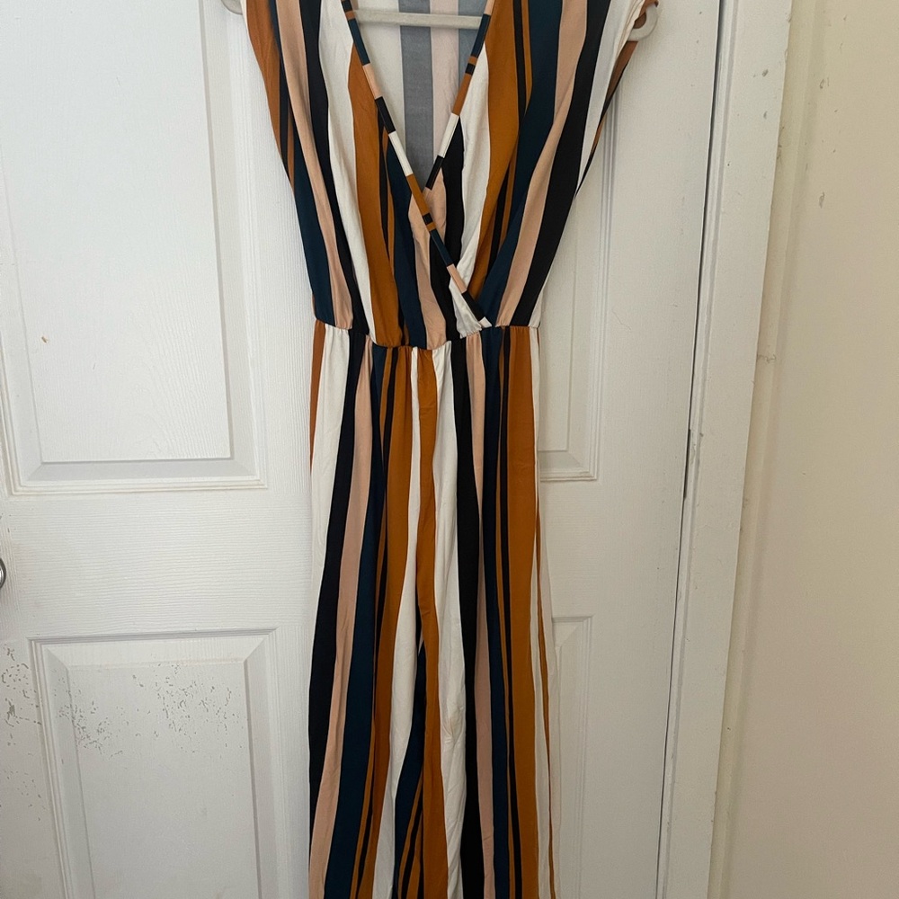 Striped V-Neck Jumpsuit